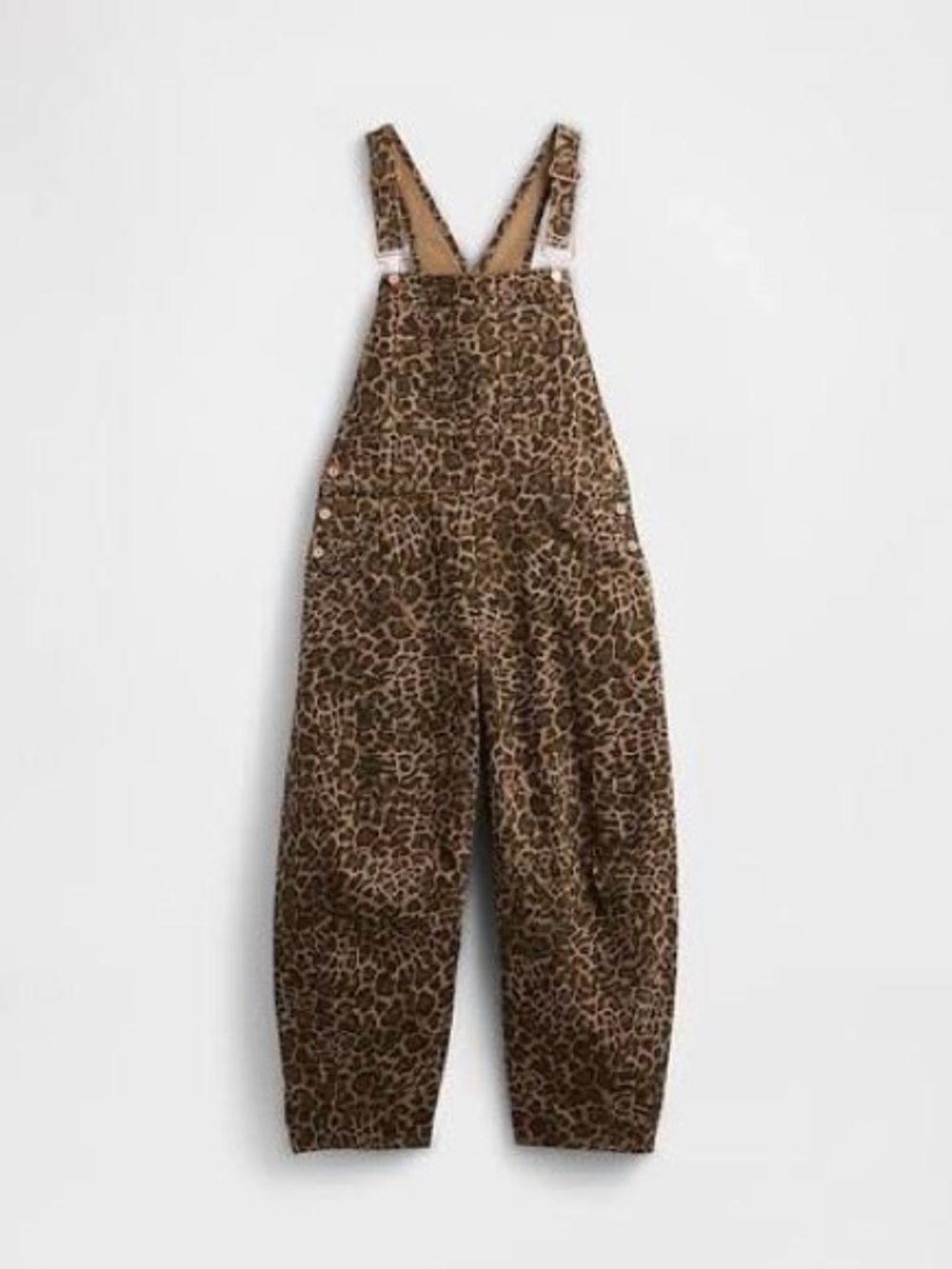 GAP Leopard Print Wide-Leg Overalls in Brown